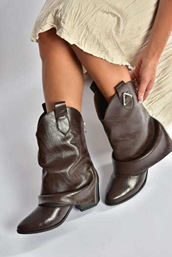 Fox Shoes V973601009 Brown Thick Heeled Western Cowboy Women's Boots