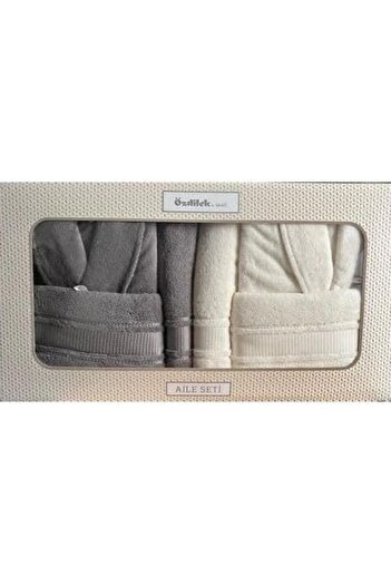 Özdilek Colourist Bathrobe Set Gray Cream Large Size