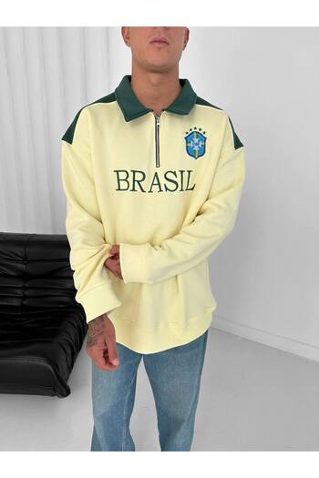 SENTİNEL WEAR Premium Sweatshirt with Half Zipper Embroidery