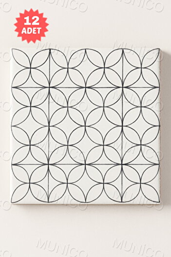 Munico 12PC 30x30 Cm Kendinden Yapışkanlı Geometrik 3D Şık Fayans Duvar Yapıştırma Duvar Kağıdı Dekor