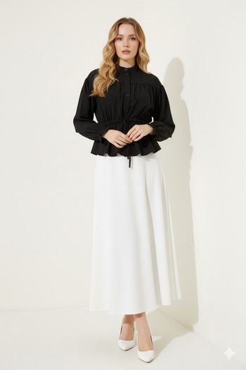 MODA Drawstring Waist Skirt Top Hijab Short Shirt