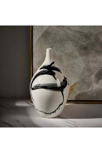 Danube Home Florence Faceted Fat Curved Urn Vase – Elegant Modern Pottery Vase for Home & Office