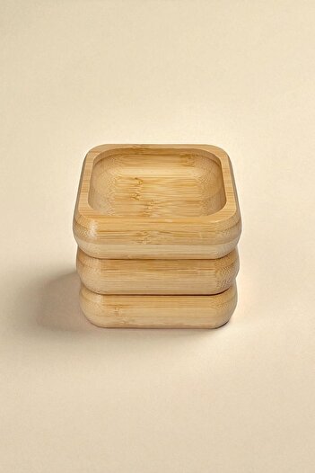 Kitchen Way Bamboo 3-Piece Square Snack Bowl Set Kw-965