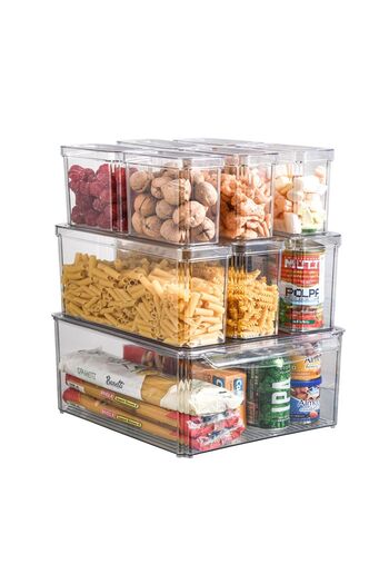 Danube Home Kitchen Essentials 10-Piece Fridge Organizer Set – BPA-Free Stackable Storage Bins