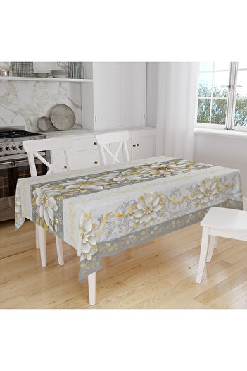 Else Dekor Modern Floral Pattern Digital Printing Suede Fabric Kitchen Tablecloth
