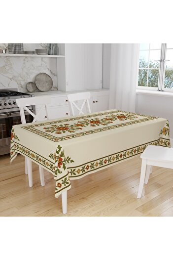Else Dekor Retro Floral Pattern Digital Printing Suede Fabric Kitchen Tablecloth