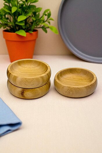 Kitchen Way Bamboo 3-Piece Round Snack Bowl Set Kw-964