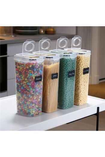 Danube Home Kitchen Essentials 4-Piece Canister Set with Chalk Labels – Airtight Pantry Storage Jars