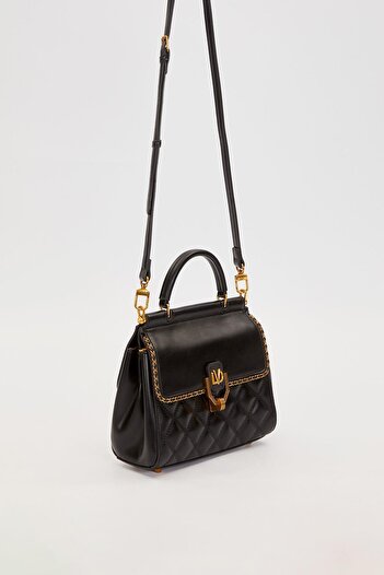 Levidor Black Quilted Shoulder Bag with Adjustable Strap