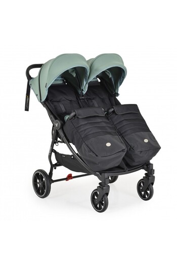 Cangaroo 2Gether Iceberg Green Twin Stroller with Extendable Canopy, Backrest and Baby Support