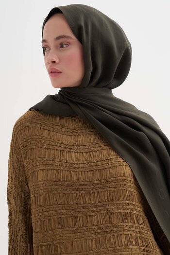 carell Monogram Pattern Liora Cotton Shawl Khaki