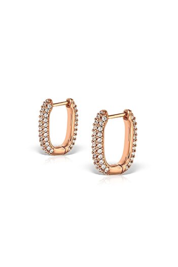 Hinari Vintage Secret White Rose Gold-Plated Brass Huggie Earrings