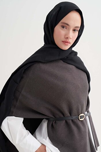 carell Geometric Pattern Liora Cotton Shawl Black