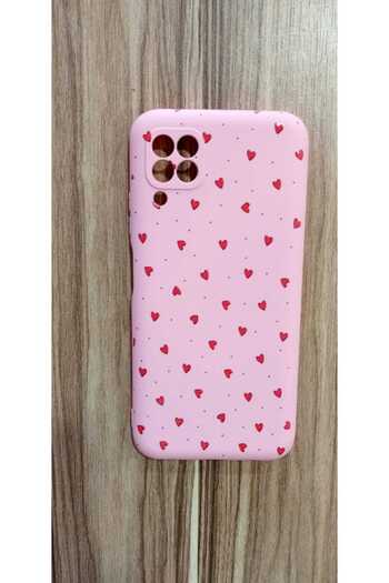 Newon Huawei P40 Lite Red Heart Printed Velvet Phone Case
