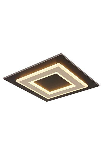 Globo Lighting Lampă de tavan LED pătrată, JAYDEN 24W, 680 lm, lumină caldă (3000K), negru/maro închis