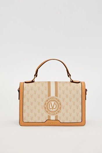 Levidor Khaki Logo Monogram Pattern Handbag