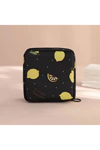 Choice Black Lemon Women Sanitary Napkin Tampon Storage Bag Portable Waterproof Organizer Pouch Cartoon Pat