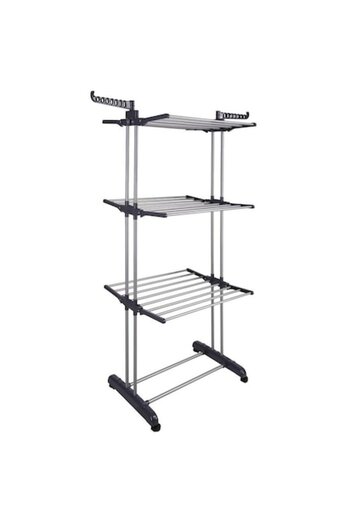 stuffix Vertical Clothes Dryer Mobile and Foldable with Hangers Support, Height 175 cm, Grey
