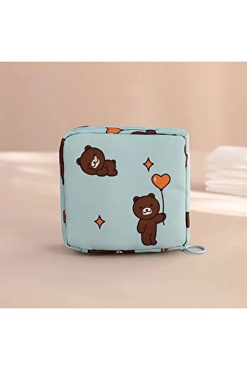 Choice Blue Bear Women Sanitary Napkin Tampon Storage Bag Portable Waterproof Organizer Pouch Cartoon Patte