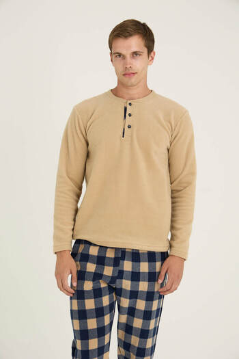 KLY Men's Midi Collar Pajama Set Stylish Design