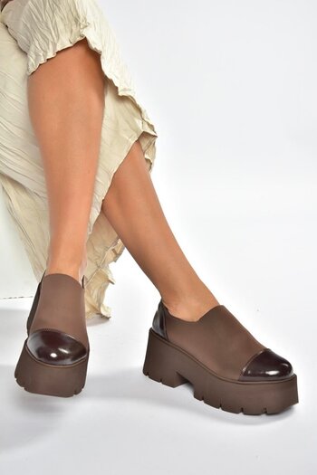 Fox Shoes V272906404 Brown Fabric Thick Soled Women's Shoes