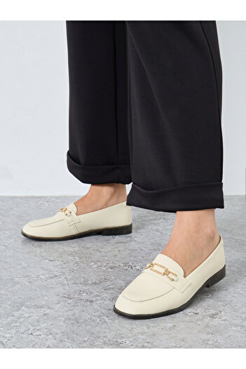 Take Two By Styli Solid Metal Buckle Flat Loafers