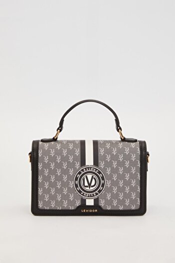 Levidor Black Logo Monogram Pattern Handbag