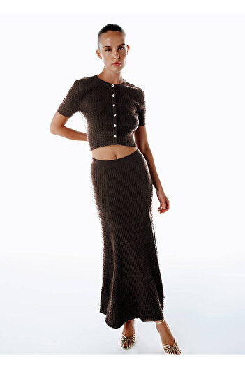 Knitss Dark Brown Knit Skirt with Special Knit Detail