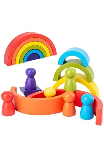 OEM Montessori Rainbow Wooden Toy with 6 Pieces and 6 Figures