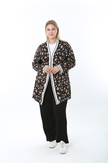 XL Modam Women's Lycra Patterned Oversized Cardigan