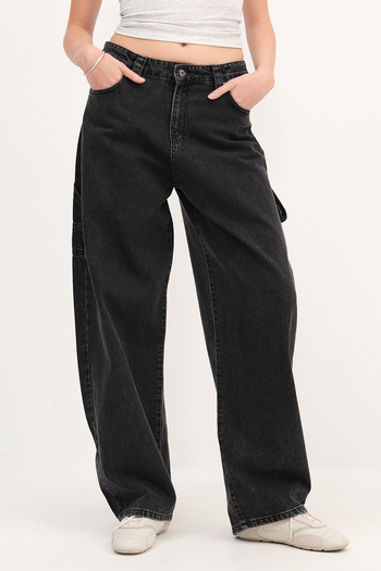 Addax Baggy Jean Pants with Pockets Pn171
