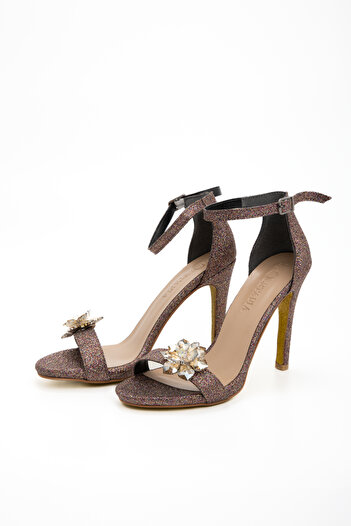 Letafia Perla Glittery Detachable Buckle Detailed Heeled Shoes