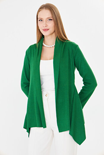 armonika Women's Green Patterned Knitwear Casual Cardigan Arm-26K001006