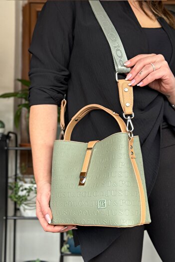 POLO BAG Original Just Polo Suitable for Daily Use Wide Strap Green Color Women's Shoulder Bag 4002 Green-32