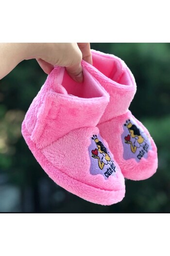 Pandalina Girls' Velcro Slippers Soft Flexible Non-Slip Sole Kindergarten Nursery Home Shoes