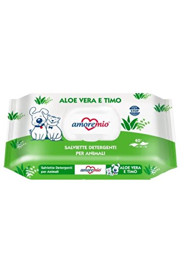 Amore Mio Wet wipes for Cats and Dogs with ALOE VERA 40 pcs