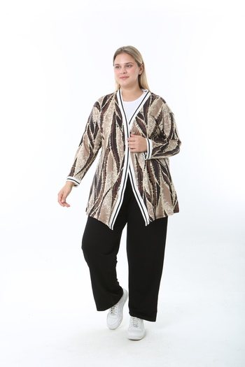 XL Modam Women's Lycra Patterned Oversized Cardigan