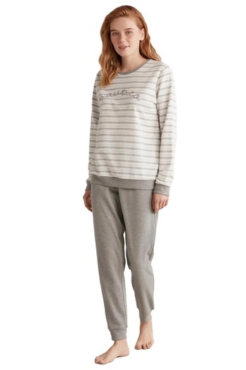 YUYİ N a U t I C a Circular Neck Long Sleeve Women's Pajama Set