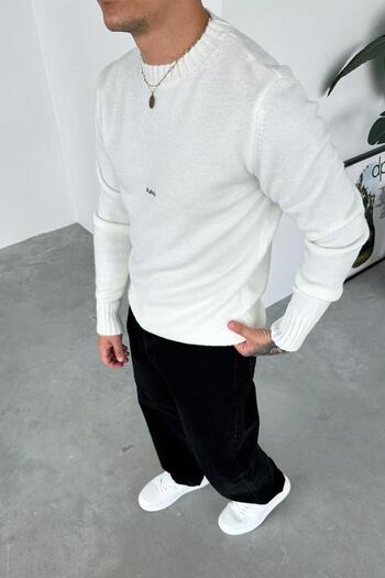 HAFKAGİYİM Ecru Silence Embroidery Soft Relaxed Sweater