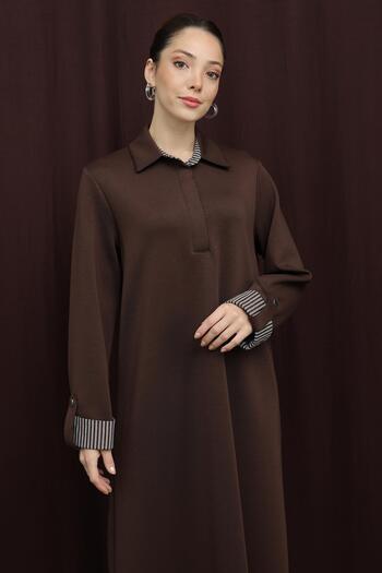 Puane Women's Polo Neck Dress with Hidden Placket