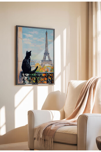 21mxm Black Cat Canvas Print – Digital Artwork on Unframed - Black Cat 06