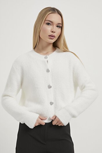 Arma Life Armalife 1188 jewel button detailed bis collar knitwear women's cardigan