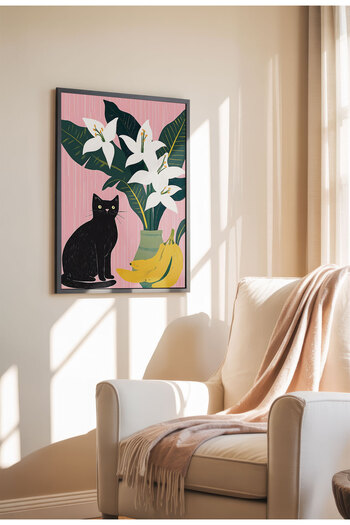 21mxm Black Cat Canvas Print – Digital Artwork on Unframed - Black Cat 21