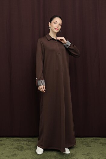 Puane Women's Polo Neck Dress with Hidden Placket