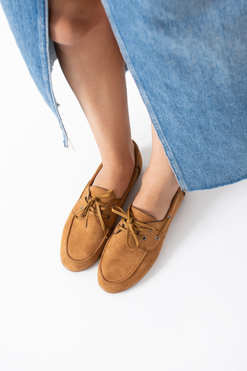 DUXAL SHOES Juno Women's Suede Lace-Up Loafers Casual Ballet Flats
