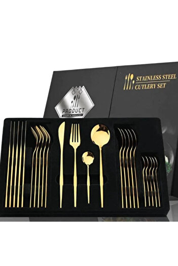 TEHNOSHOP Set of 24 Royal Gold gold cutlery, elegant design, for special occasions
