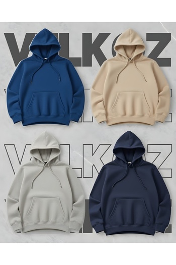 Velkoz 4-Piece Winter Hooded Sweatshirt (Navy Blue, Beige, Grey, Sax)