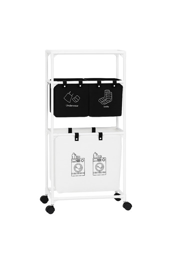 SPEEDSTORE Flippy 3 Basket Clothes Storage Rack – White Stainless Steel, Modern Organization