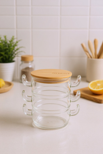 Bambum Modena 3-Piece Glass Storage Container with Bamboo Lid