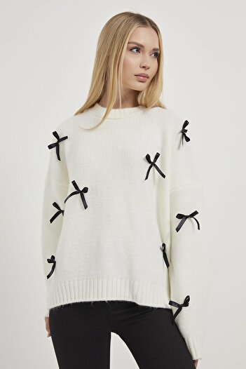 Arma Life Armalife 1187 bow-detailed high neck knitwear women's sweater